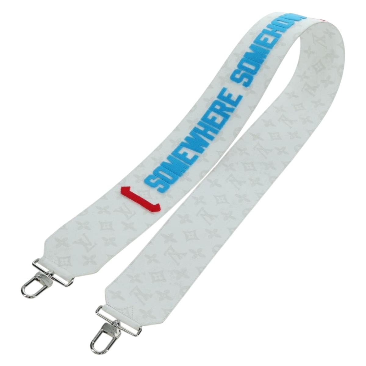 LOUIS VUITTON Bandouliere 80 Shoulder Strap 48.8"" White J02536 LV Auth YKZ505M