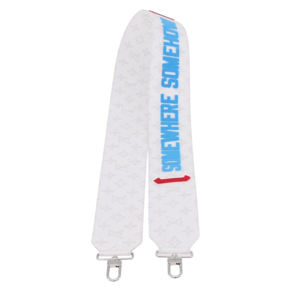 LOUIS VUITTON Bandouliere 80 Shoulder Strap 48.8"" White J02536 LV Auth YKZ505M