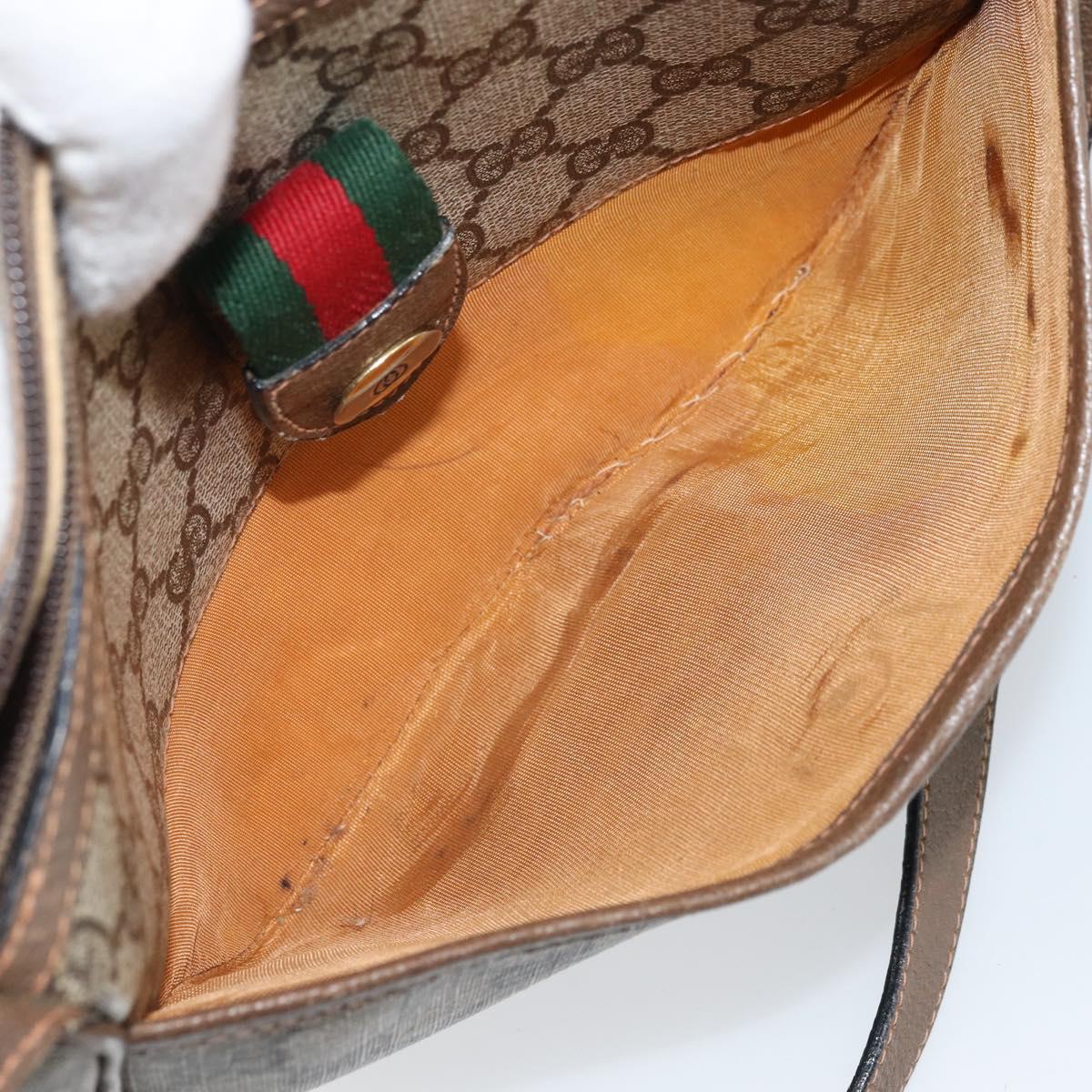 GUCCI GG Supreme Web Sherry Line Bag PVC Beige Gold 89 02 032 Auth YKZ514