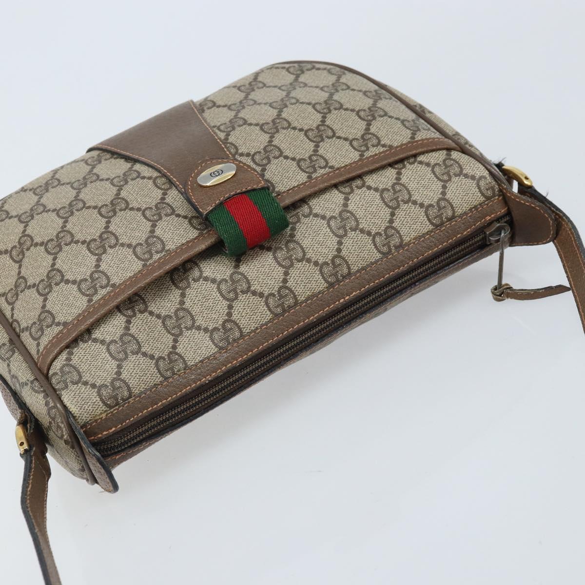 GUCCI GG Supreme Web Sherry Line Bag PVC Beige Gold 89 02 032 Auth YKZ514