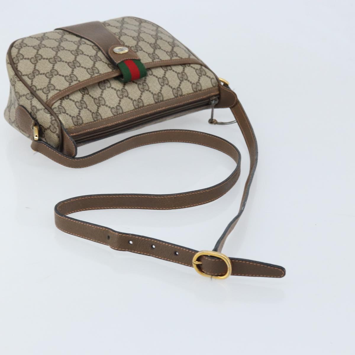 GUCCI GG Supreme Web Sherry Line Bag PVC Beige Gold 89 02 032 Auth YKZ514