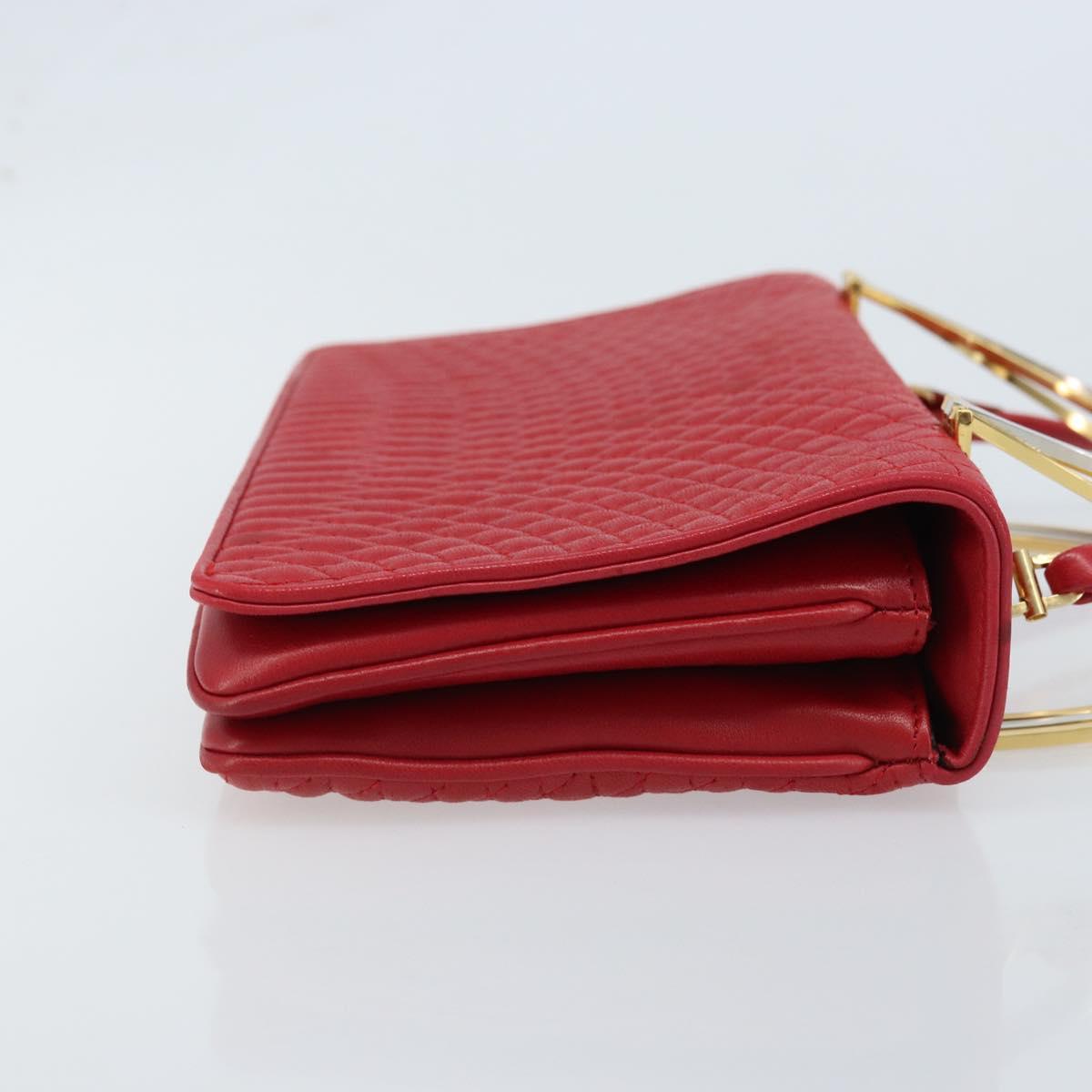 BALLY Hand Bag Leather 2way Red Gold Auth YKZ519A