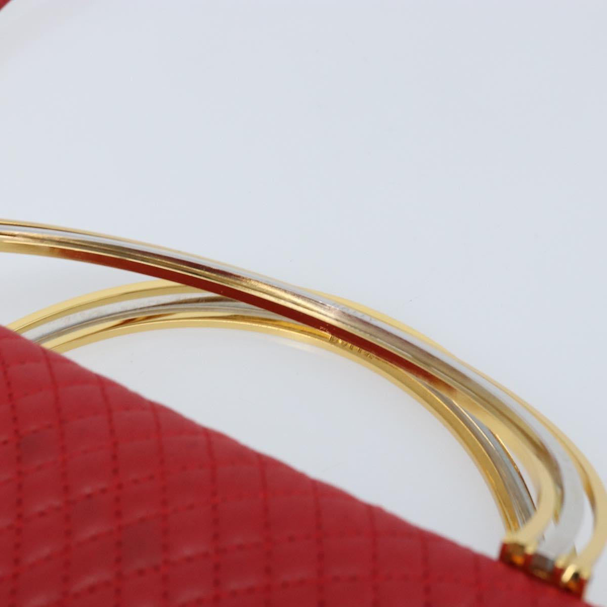 BALLY Hand Bag Leather 2way Red Gold Auth YKZ519A