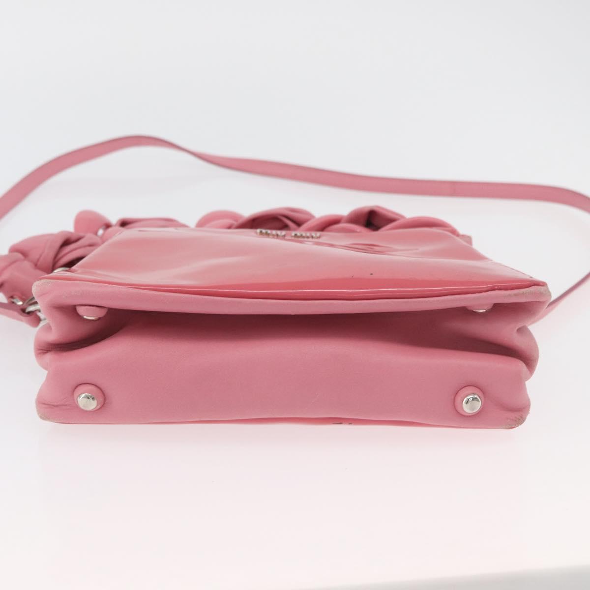 Miu Miu Hand Bag Patent leather 2way Pink Silver Auth YKZ520