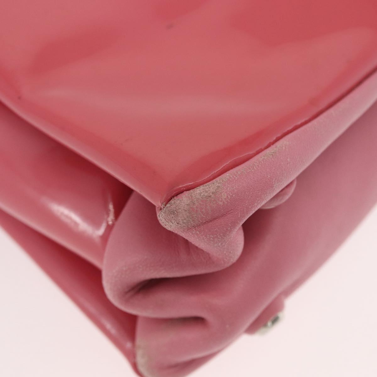 Miu Miu Hand Bag Patent leather 2way Pink Silver Auth YKZ520