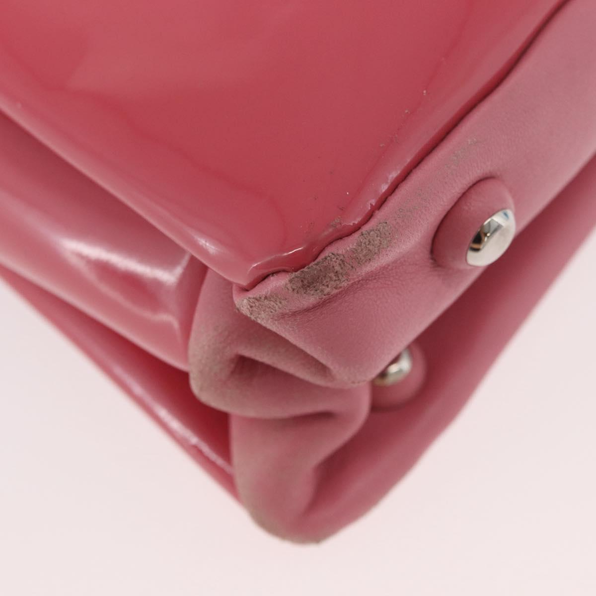 Miu Miu Hand Bag Patent leather 2way Pink Silver Auth YKZ520