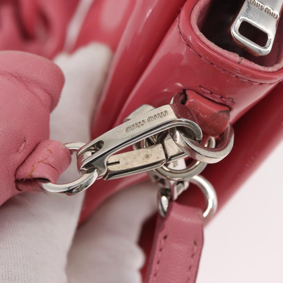 Miu Miu Hand Bag Patent leather 2way Pink Silver Auth YKZ520