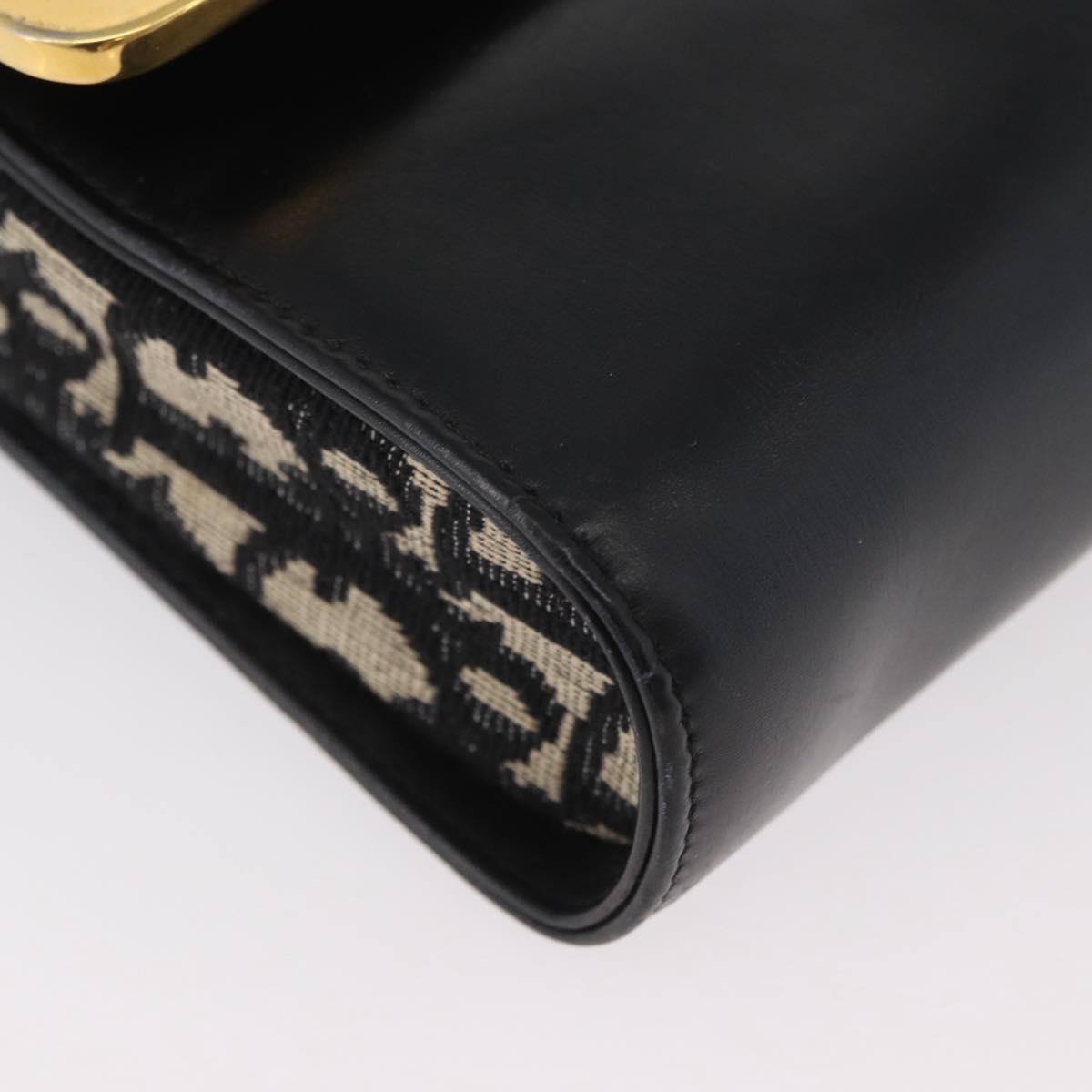 Christian Dior Hand Bag Calf Skin 2way Black Gold Auth YKZ522