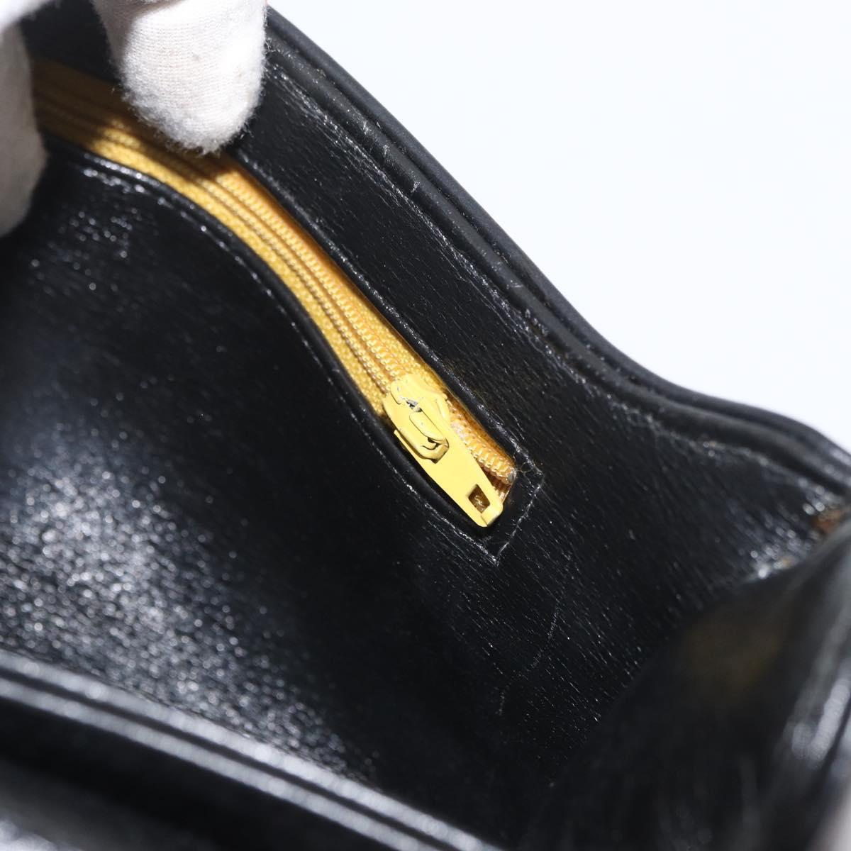 Christian Dior Hand Bag Calf Skin 2way Black Gold Auth YKZ522