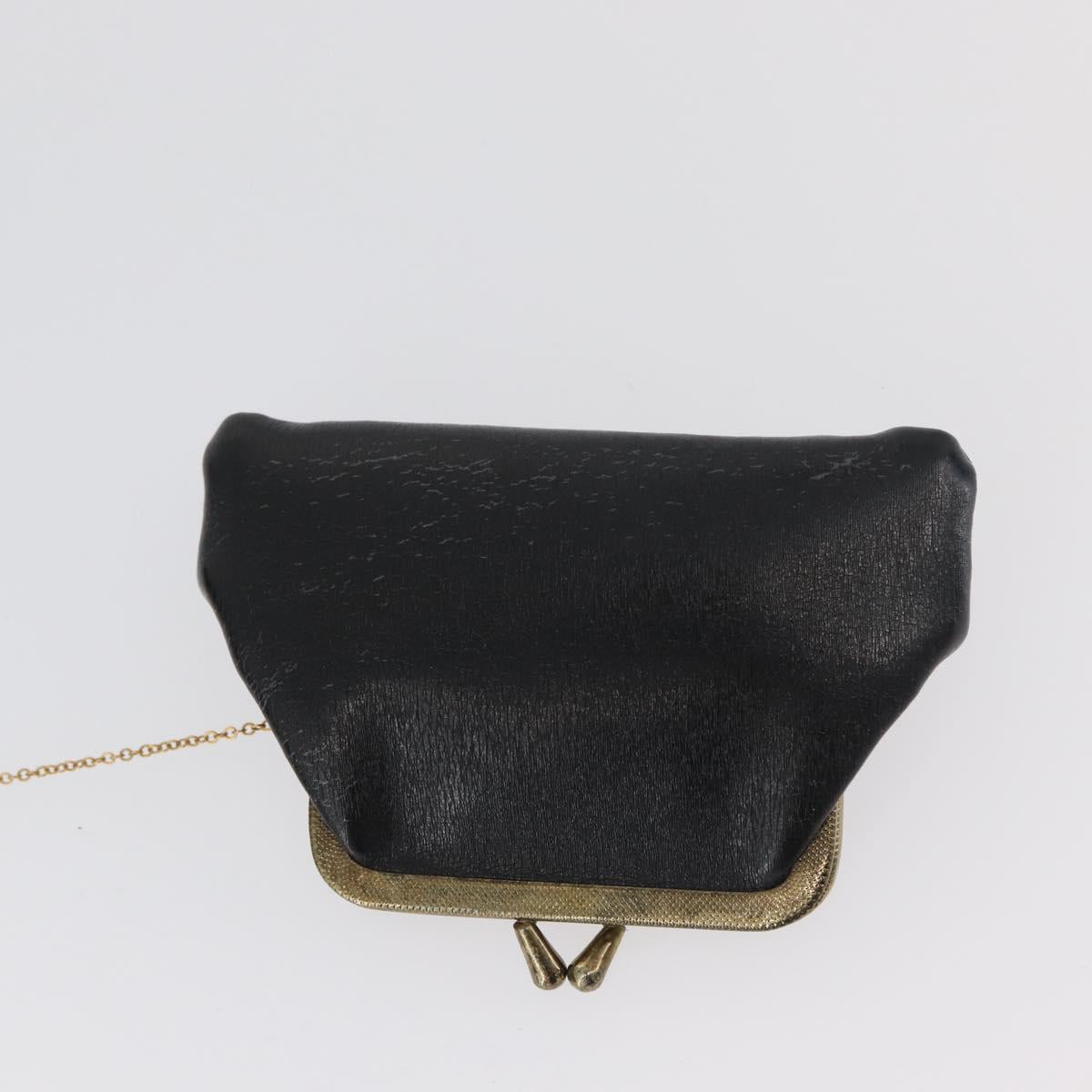 Christian Dior Hand Bag Calf Skin 2way Black Gold Auth YKZ522