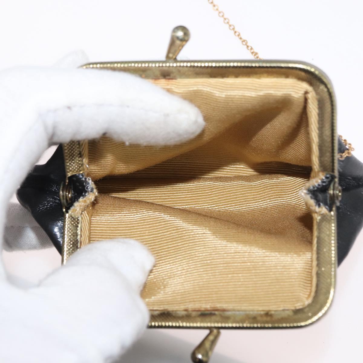 Christian Dior Hand Bag Calf Skin 2way Black Gold Auth YKZ522