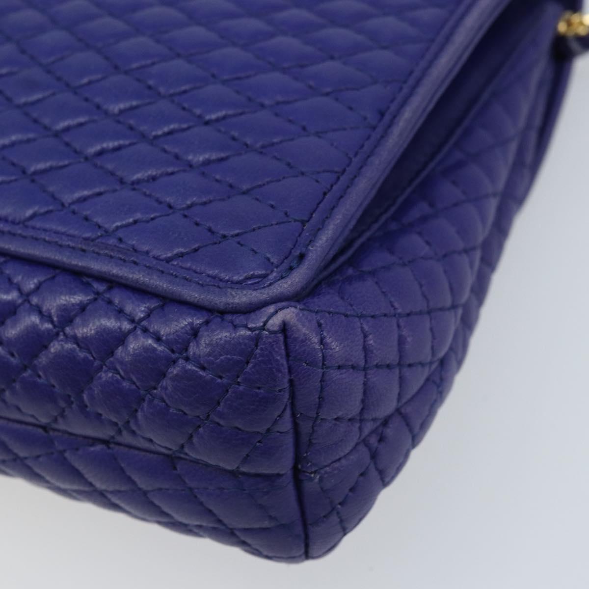 BALLY Chain Shoulder Bag Leather Purple Gold Auth YKZ523A