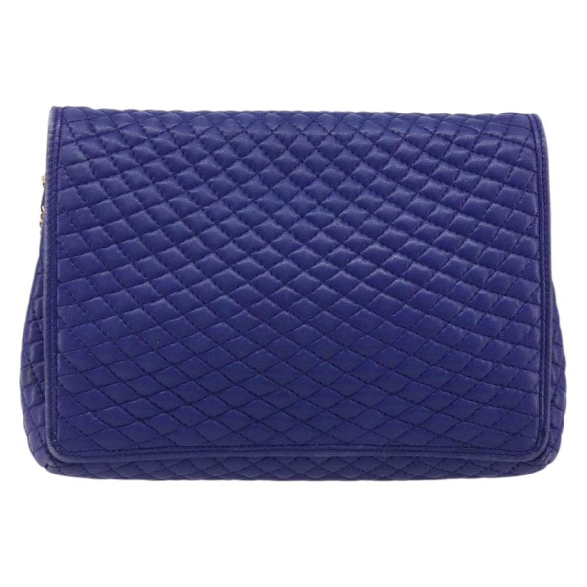 BALLY Chain Shoulder Bag Leather Purple Gold Auth YKZ523A