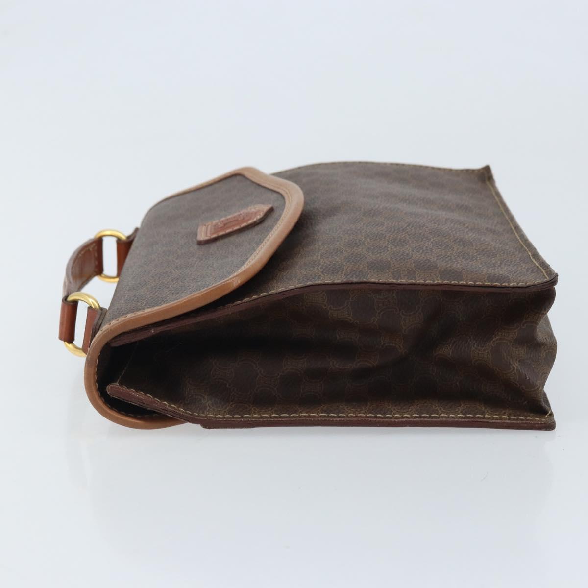 CELINE Macadam Canvas Hand Bag PVC Leather Brown Gold Auth YKZ531A
