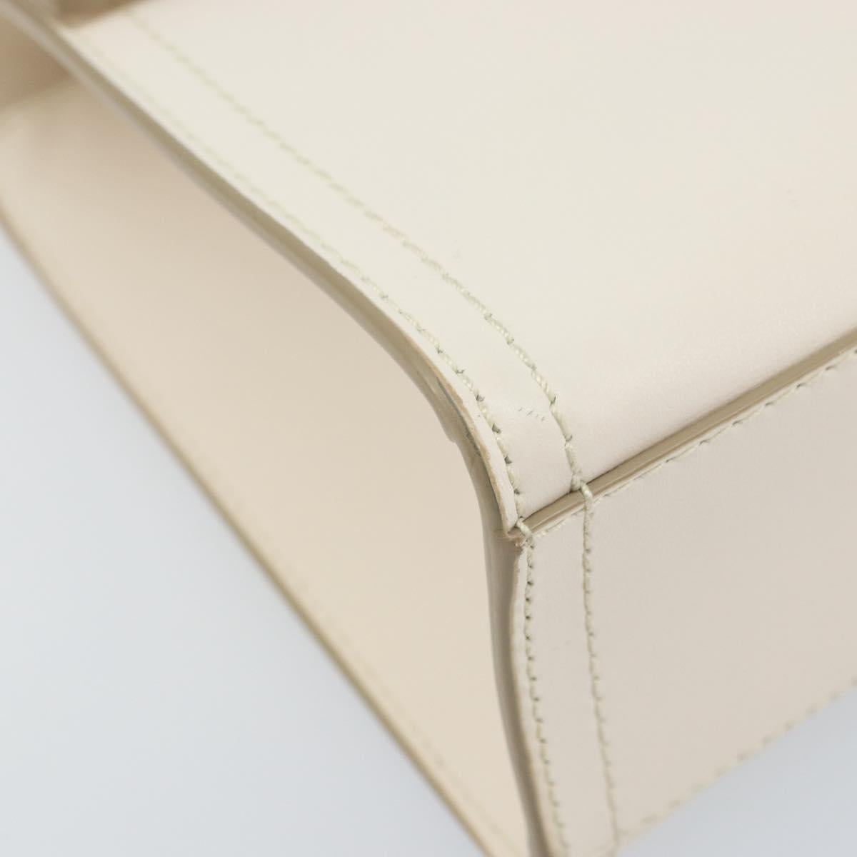 BALLY Hand Bag Leather 2way White Gold Auth YKZ532A