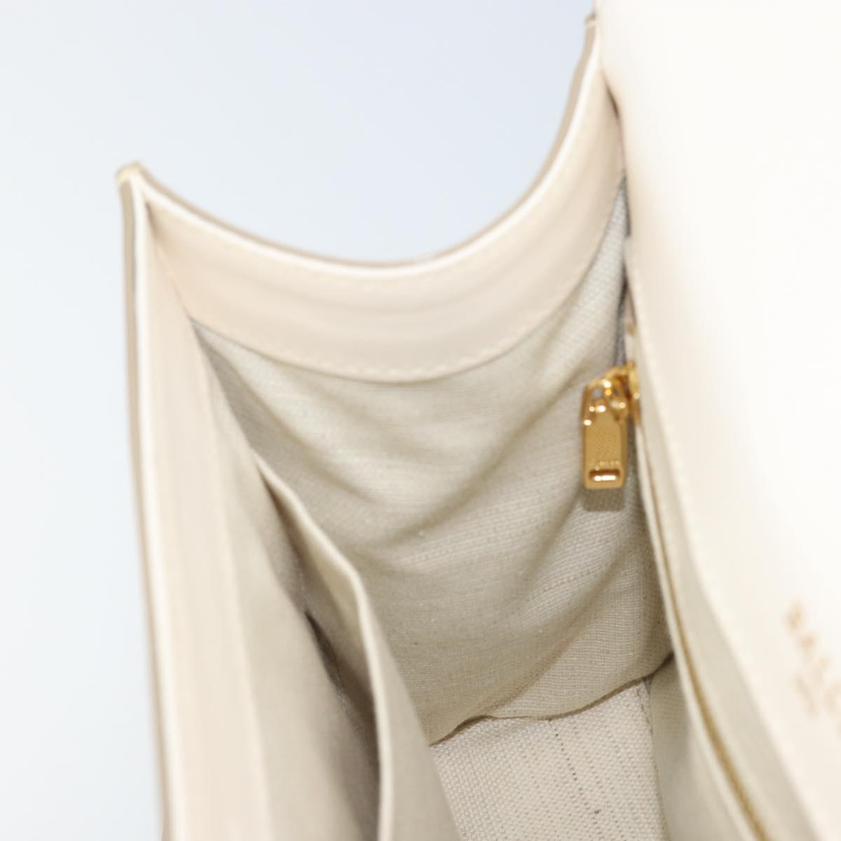 BALLY Hand Bag Leather 2way White Gold Auth YKZ532A