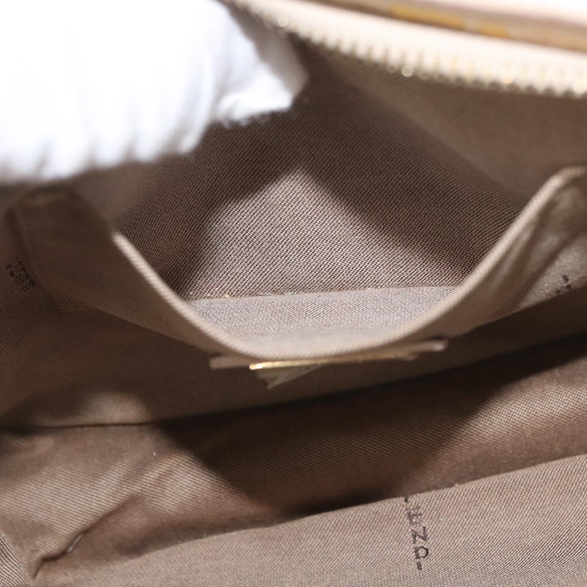 FENDI Zucchino Canvas Shoulder Bag Beige Gold Auth YKZ541A