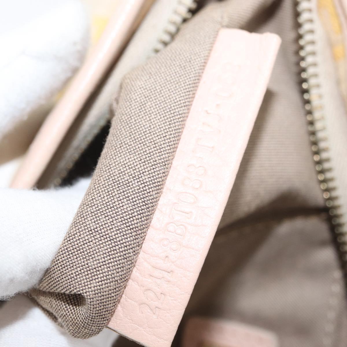 FENDI Zucchino Canvas Shoulder Bag Beige Gold Auth YKZ541A