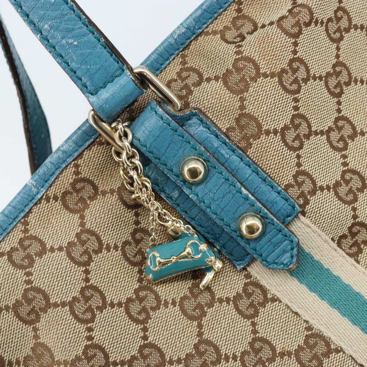 GUCCI GG Canvas Sherry Line Tote Bag Beige Gold 139260 Auth YKZ549