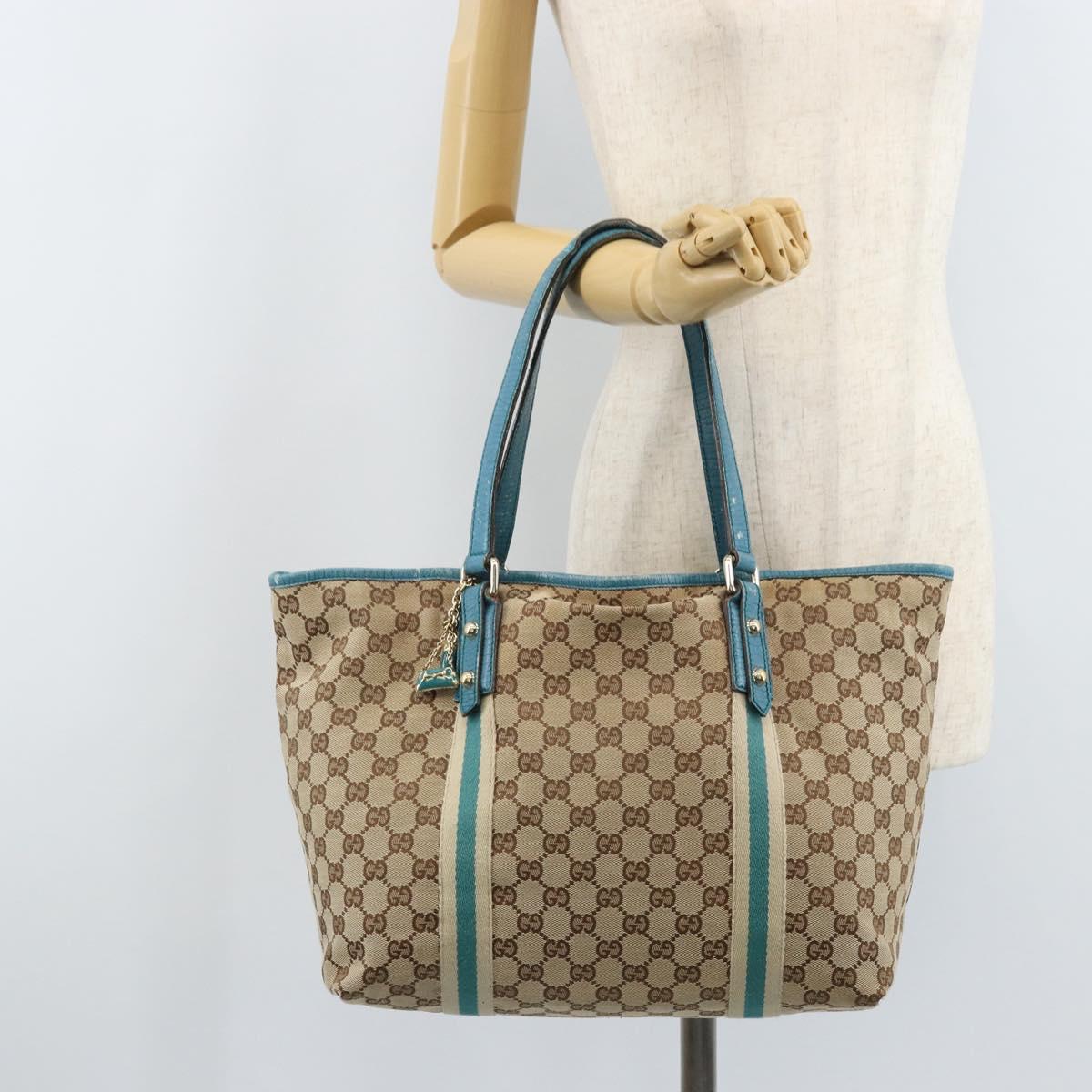 GUCCI GG Canvas Sherry Line Tote Bag Beige Gold 139260 Auth YKZ549