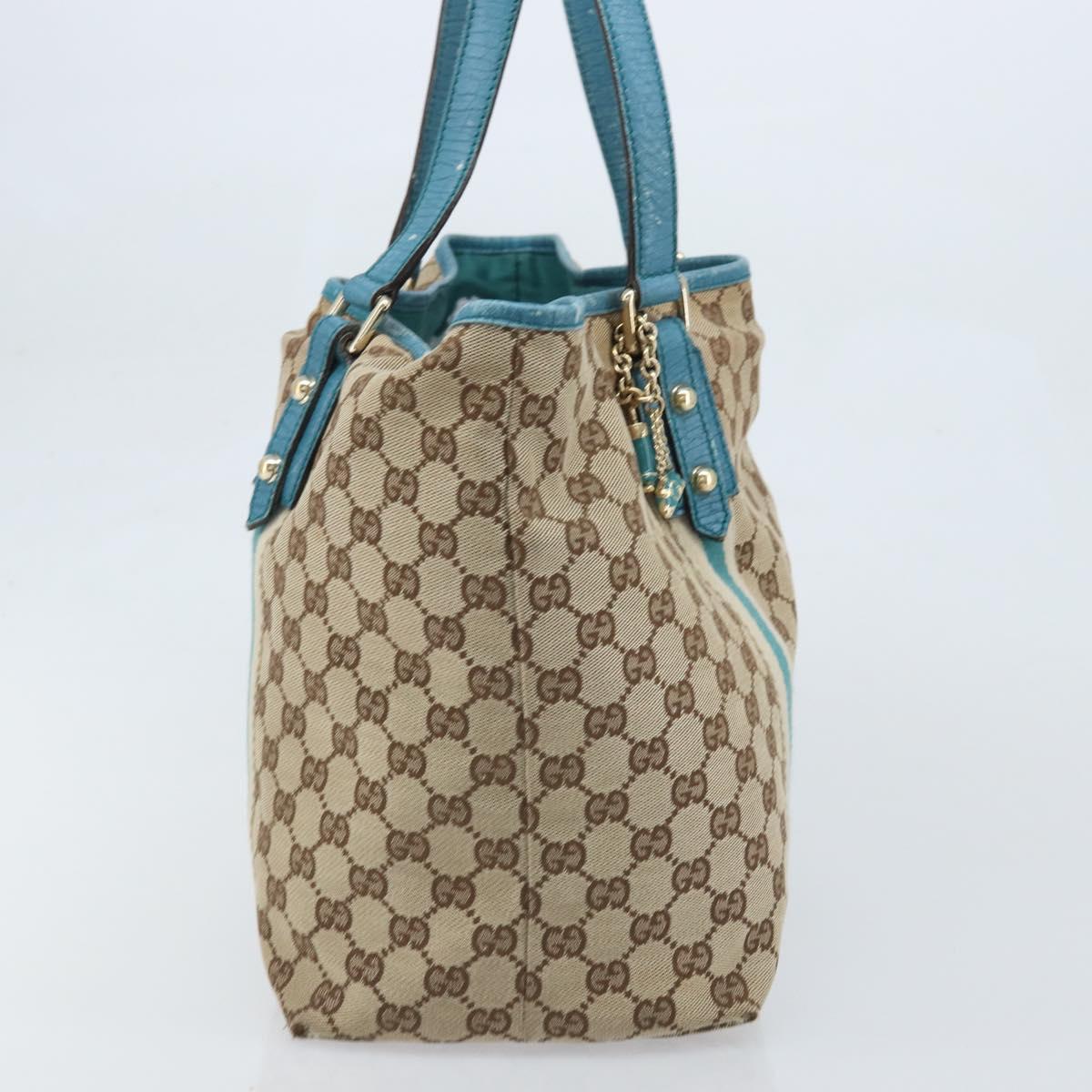 GUCCI GG Canvas Sherry Line Tote Bag Beige Gold 139260 Auth YKZ549