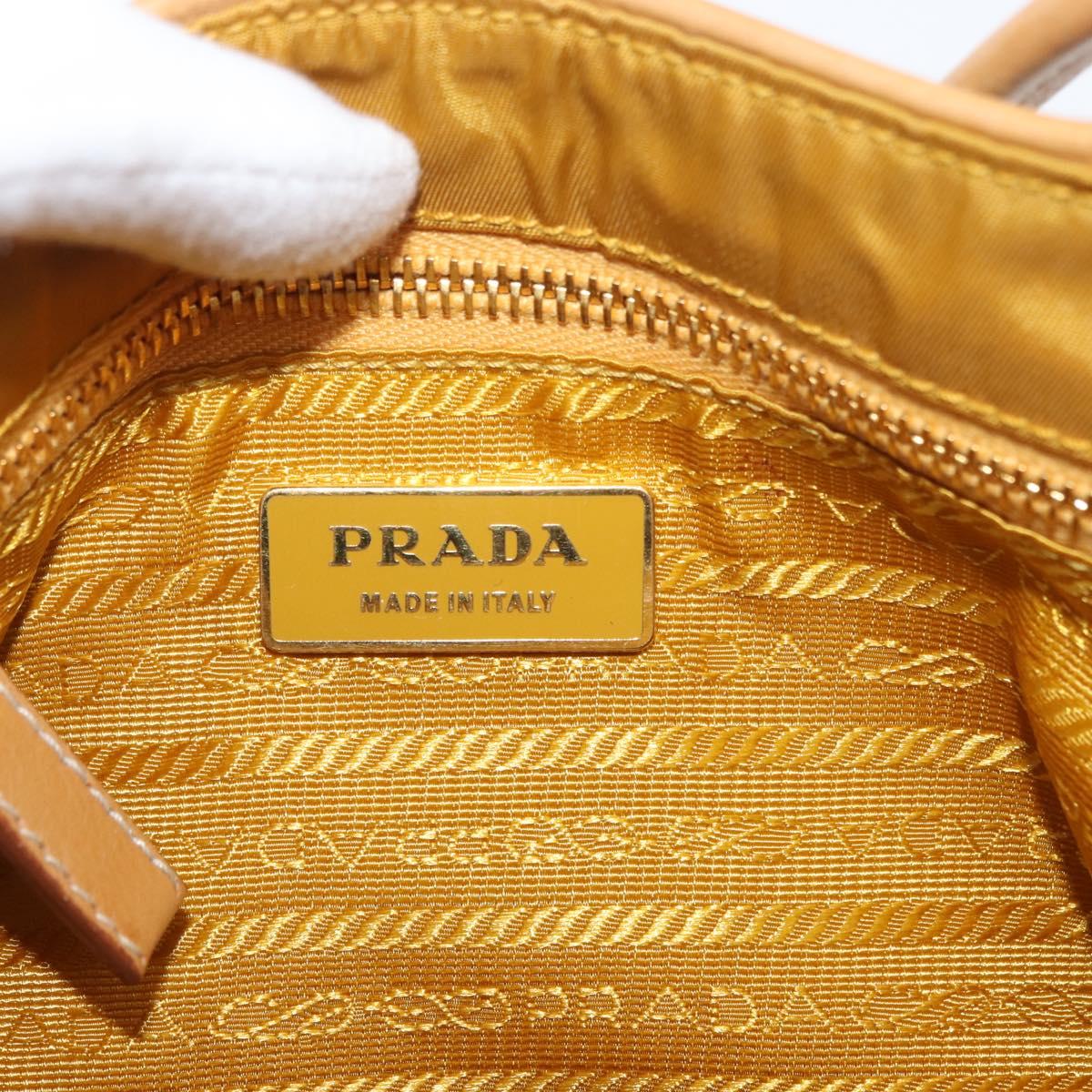 PRADA Hand Bag Canvas Gold Beige Auth YKZ552A
