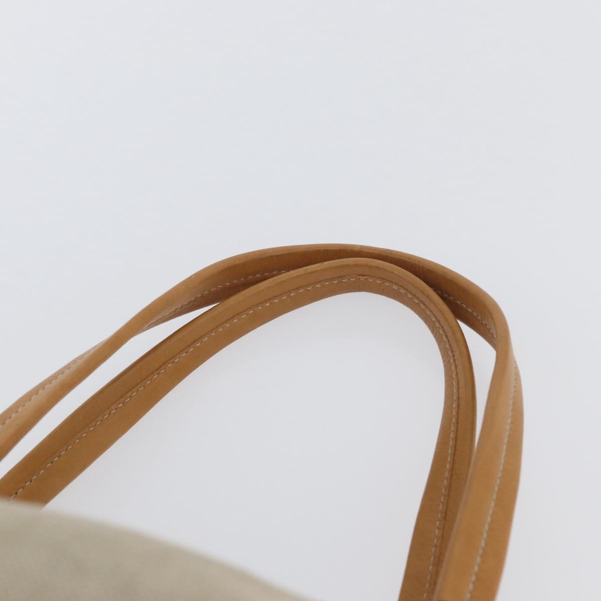 PRADA Hand Bag Canvas Gold Beige Auth YKZ552A