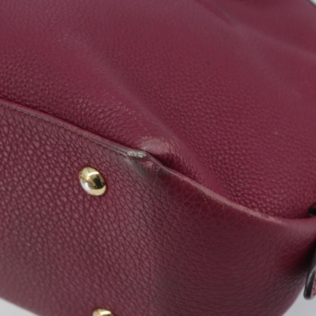 Salvatore Ferragamo Hand Bag Leather 2way Purple Gold Auth YKZ553