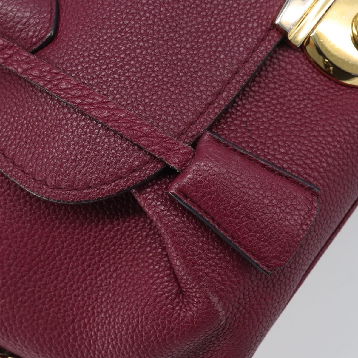 Salvatore Ferragamo Hand Bag Leather 2way Purple Gold Auth YKZ553