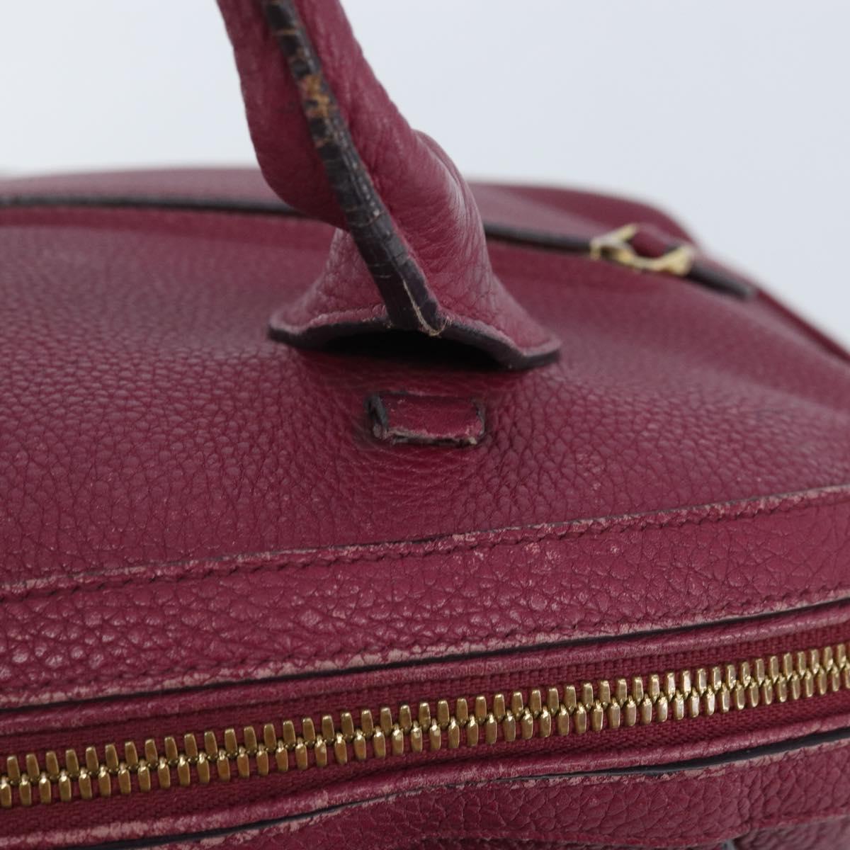 Salvatore Ferragamo Hand Bag Leather 2way Purple Gold Auth YKZ553