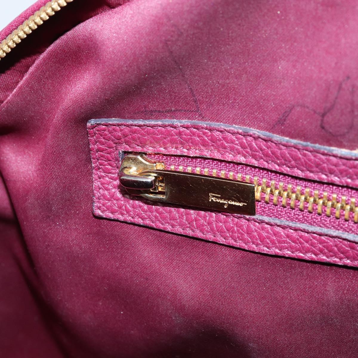 Salvatore Ferragamo Hand Bag Leather 2way Purple Gold Auth YKZ553