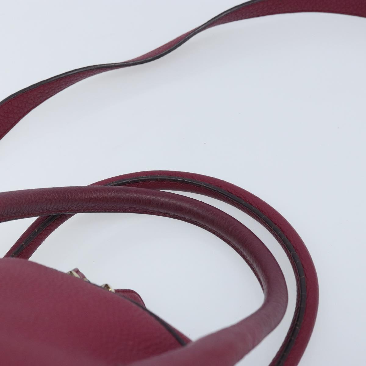 Salvatore Ferragamo Hand Bag Leather 2way Purple Gold Auth YKZ553