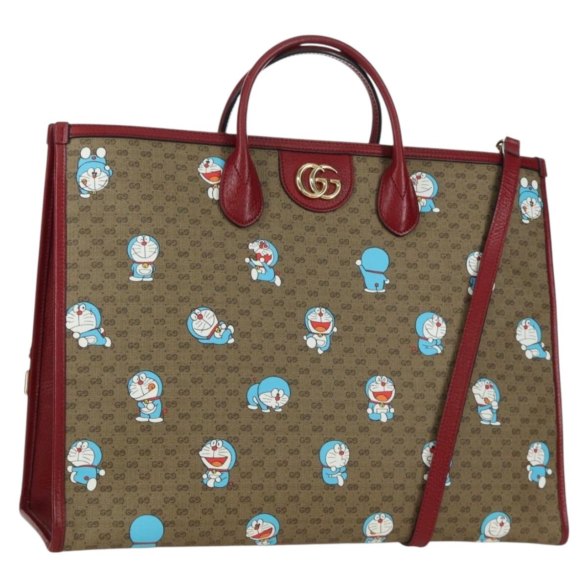 GUCCI GUCCI Ã Doraemon Micro GG Supreme Bag PVC 2way Beige 653952 Auth YKZ557SAM