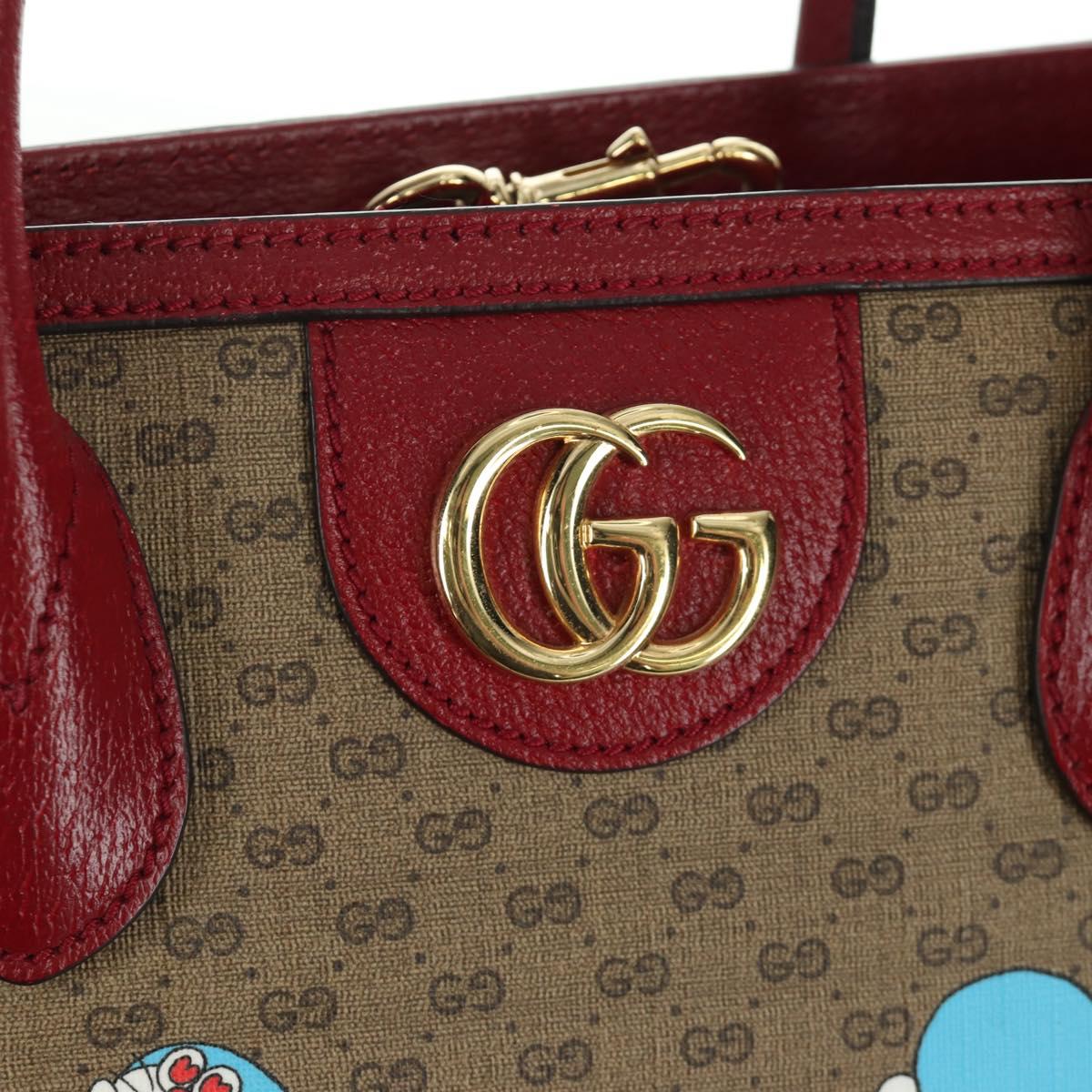 GUCCI GUCCI Ã Doraemon Micro GG Supreme Bag PVC 2way Beige 653952 Auth YKZ557SAM