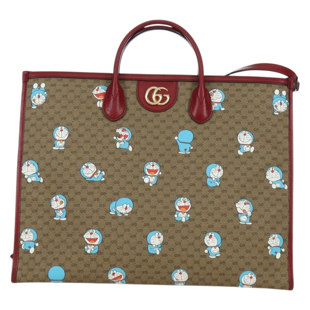 GUCCI GUCCI Ã Doraemon Micro GG Supreme Bag PVC 2way Beige 653952 Auth YKZ557SAM