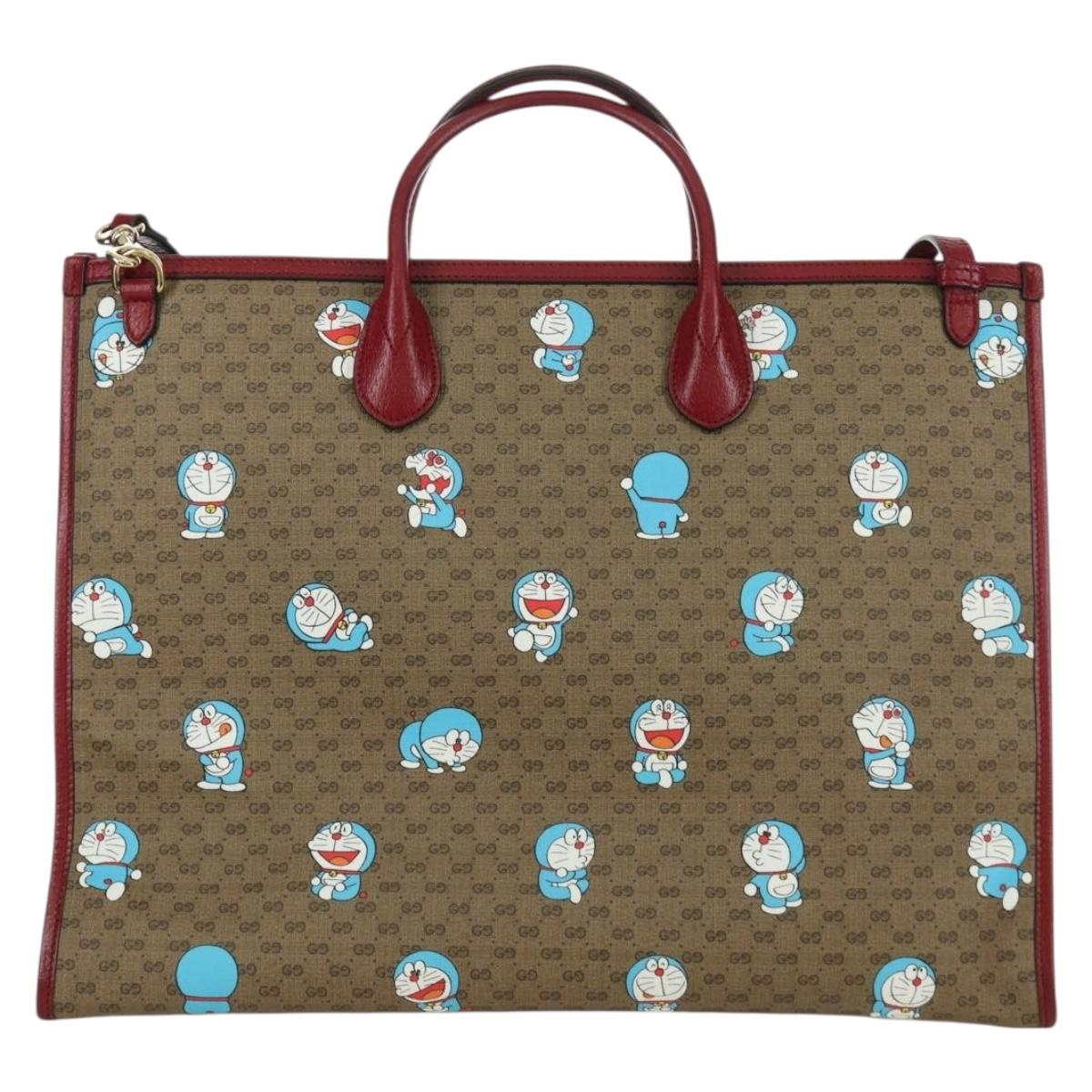 GUCCI GUCCI Ã Doraemon Micro GG Supreme Bag PVC 2way Beige 653952 Auth YKZ557SAM