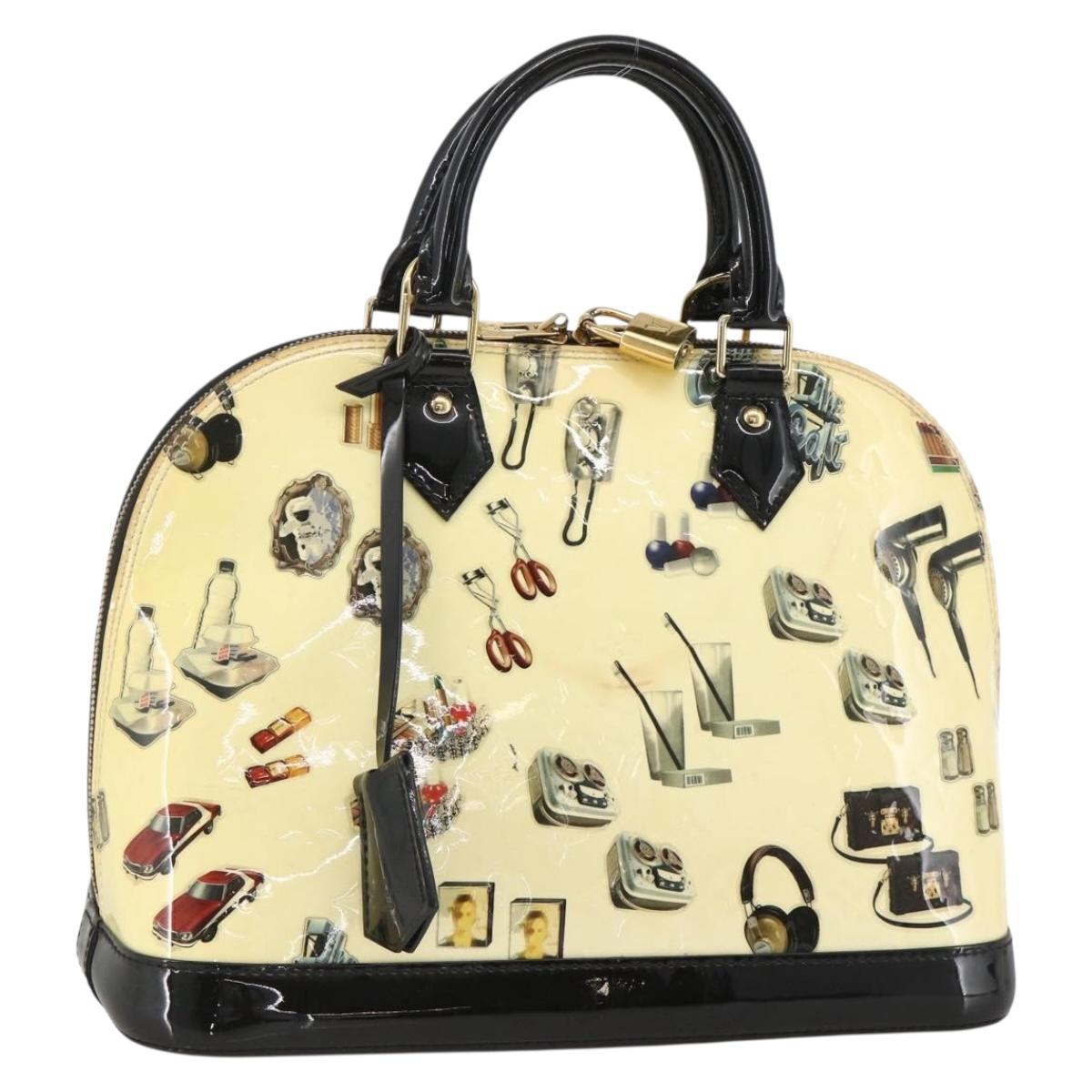 LOUIS VUITTON Vernis sticker print Alma PM Hand Bag White M50466 LV Auth YKZ565
