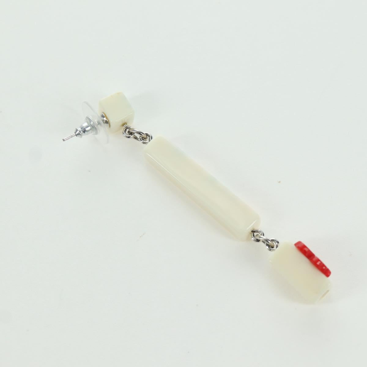 CHANEL COCO Mark Camellia Pierce plastic White CC Auth YKZ574M