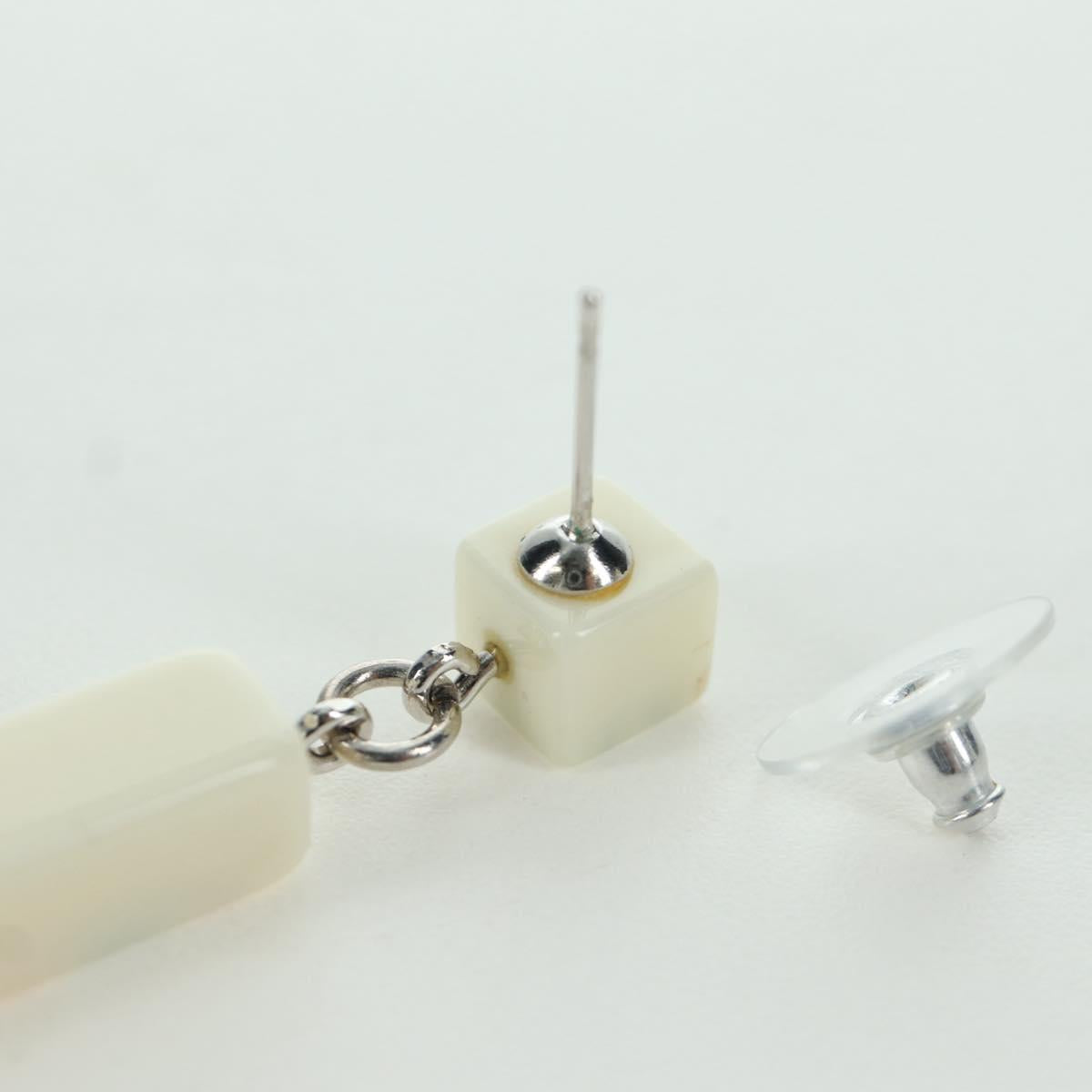 CHANEL COCO Mark Camellia Pierce plastic White CC Auth YKZ574M