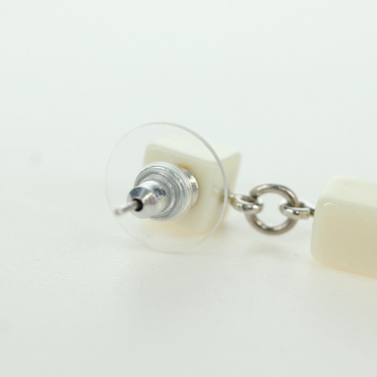 CHANEL COCO Mark Camellia Pierce plastic White CC Auth YKZ574M