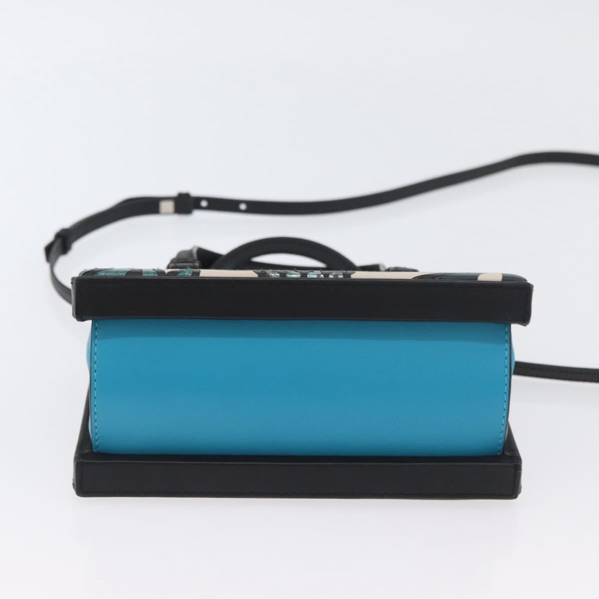 LOEWE Postal Hand Bag Leather 2way Black Silver Auth YKZ578A