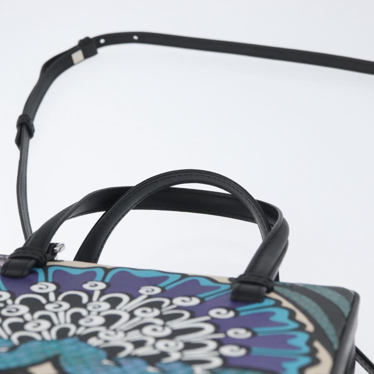 LOEWE Postal Hand Bag Leather 2way Black Silver Auth YKZ578A