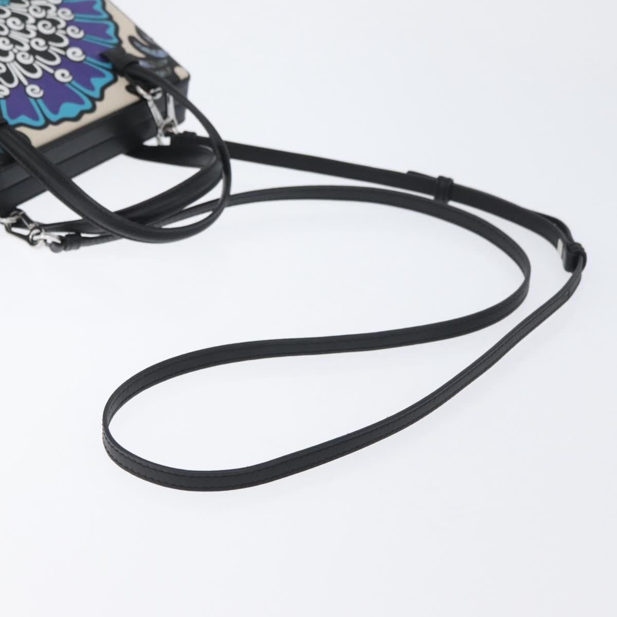 LOEWE Postal Hand Bag Leather 2way Black Silver Auth YKZ578A