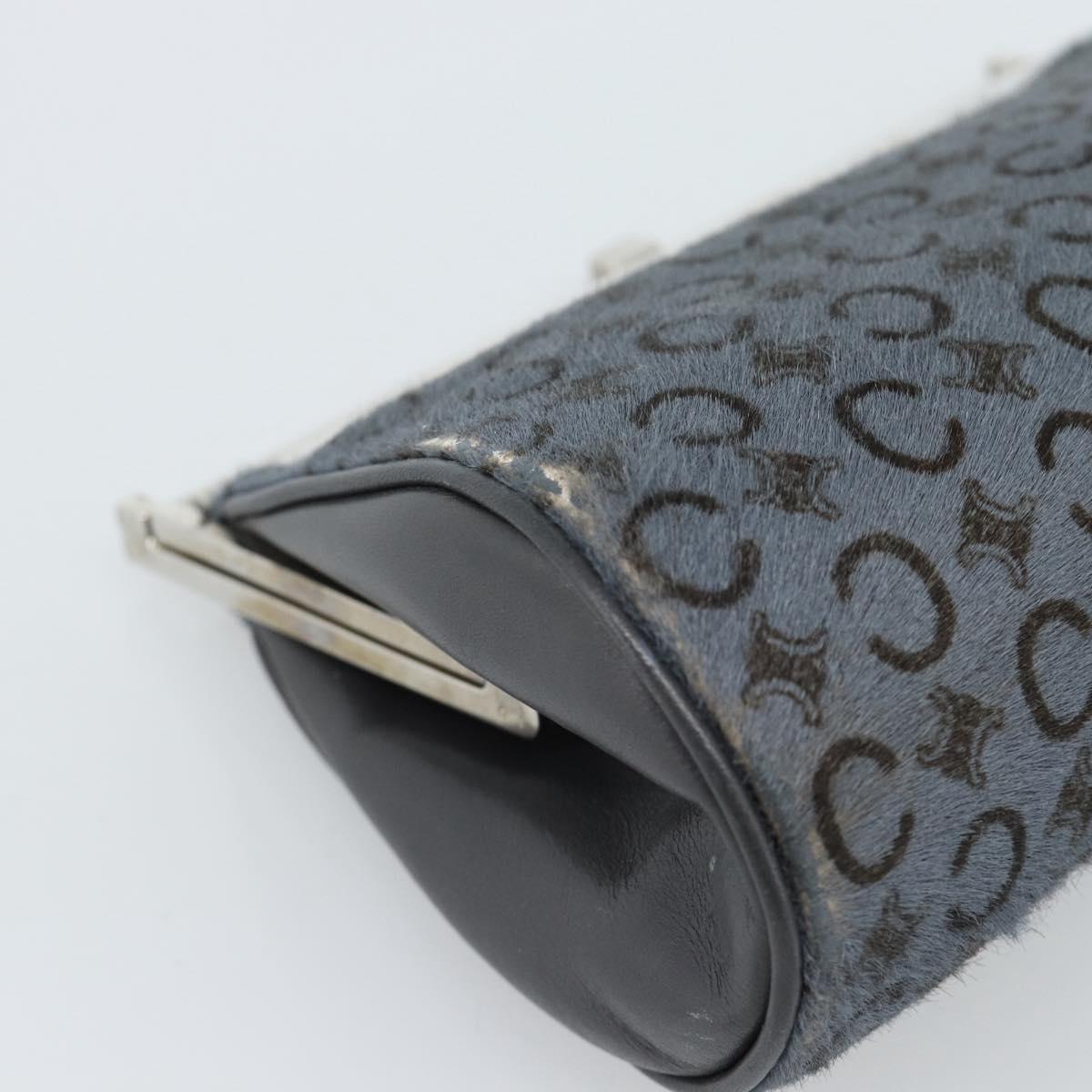 CELINE C Macadam Canvas Shoulder Bag Gray Silver Auth YKZ580