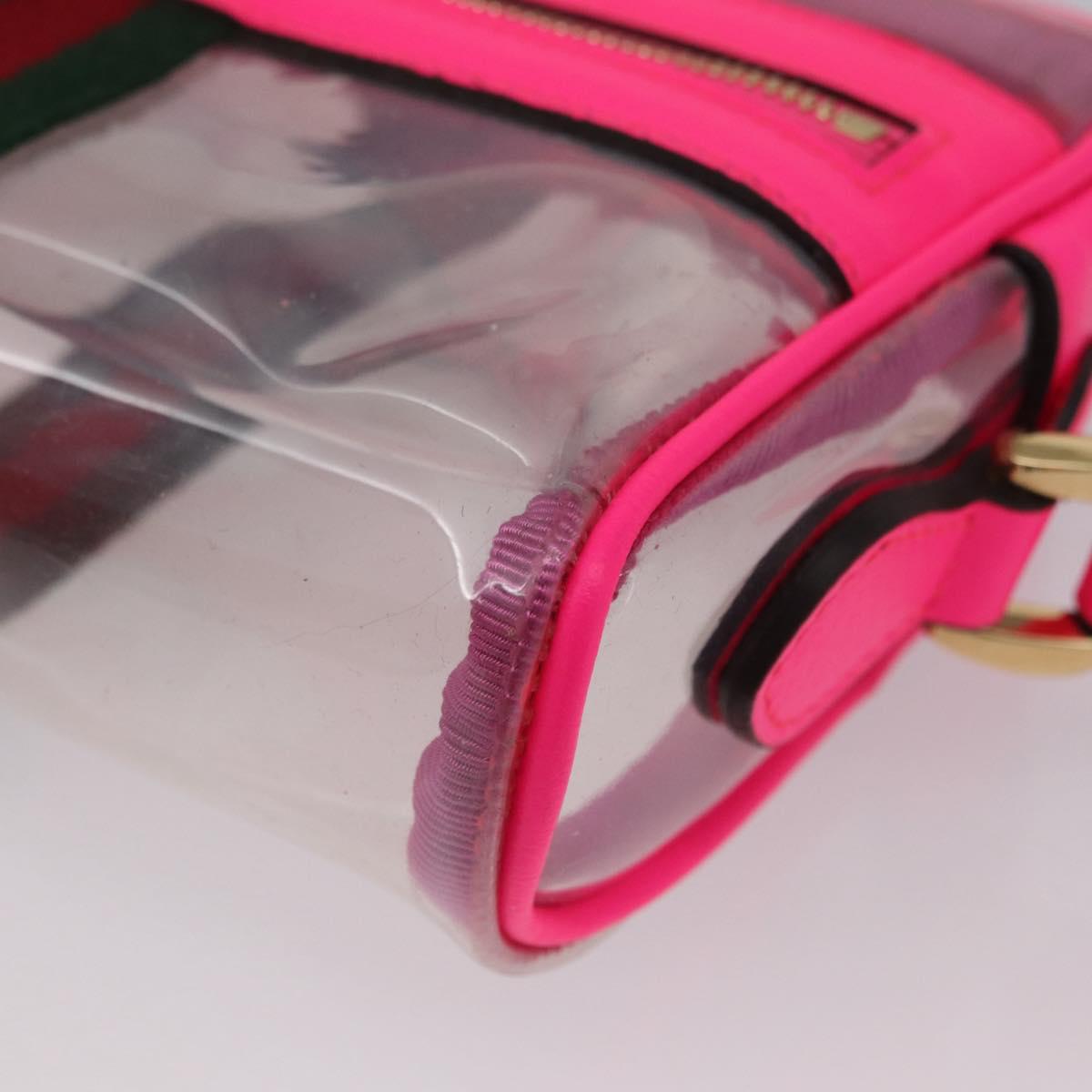 GUCCI Web Sherry Line Shoulder Bag Vinyl Clear Pink 517350 Auth YKZ583A