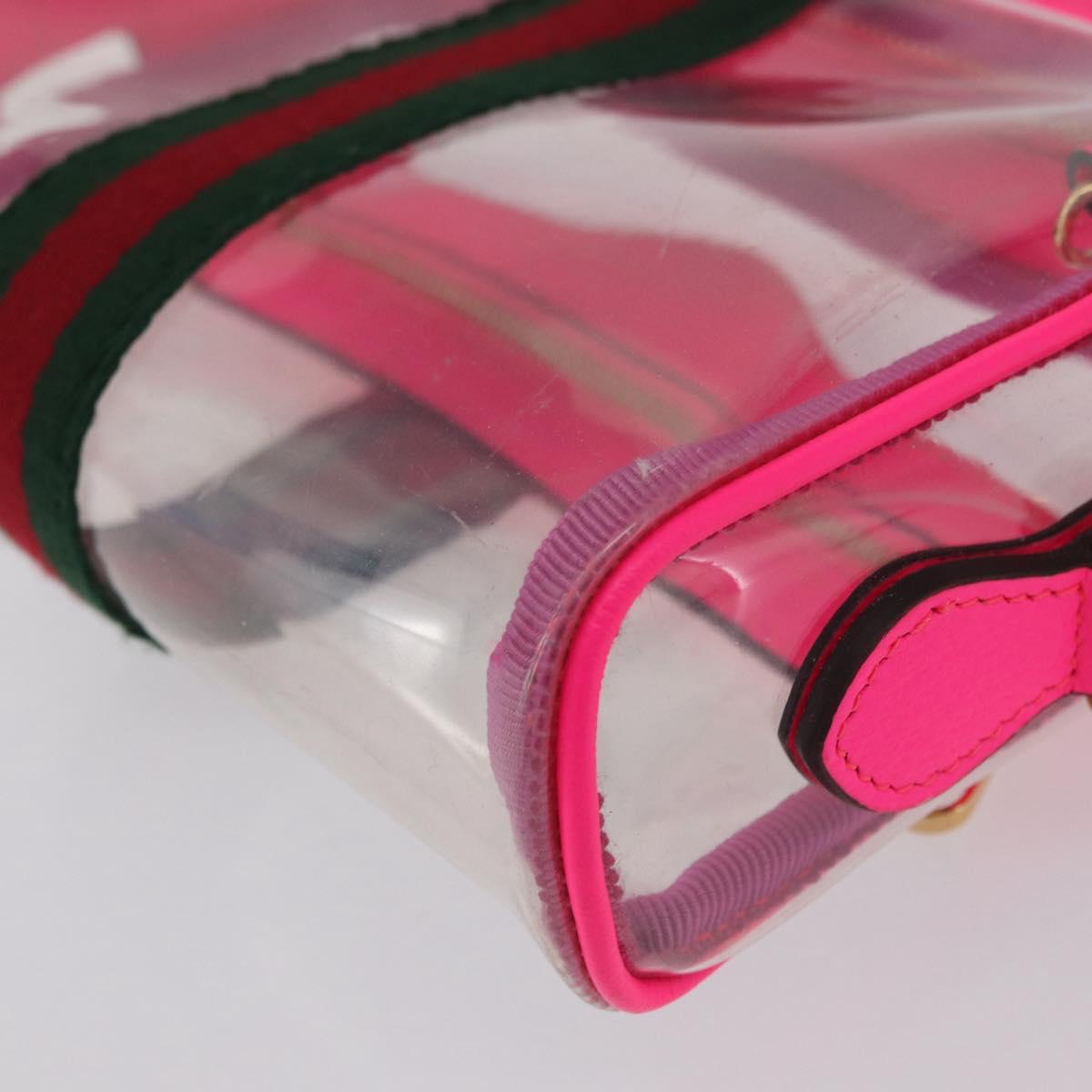 GUCCI Web Sherry Line Shoulder Bag Vinyl Clear Pink 517350 Auth YKZ583A