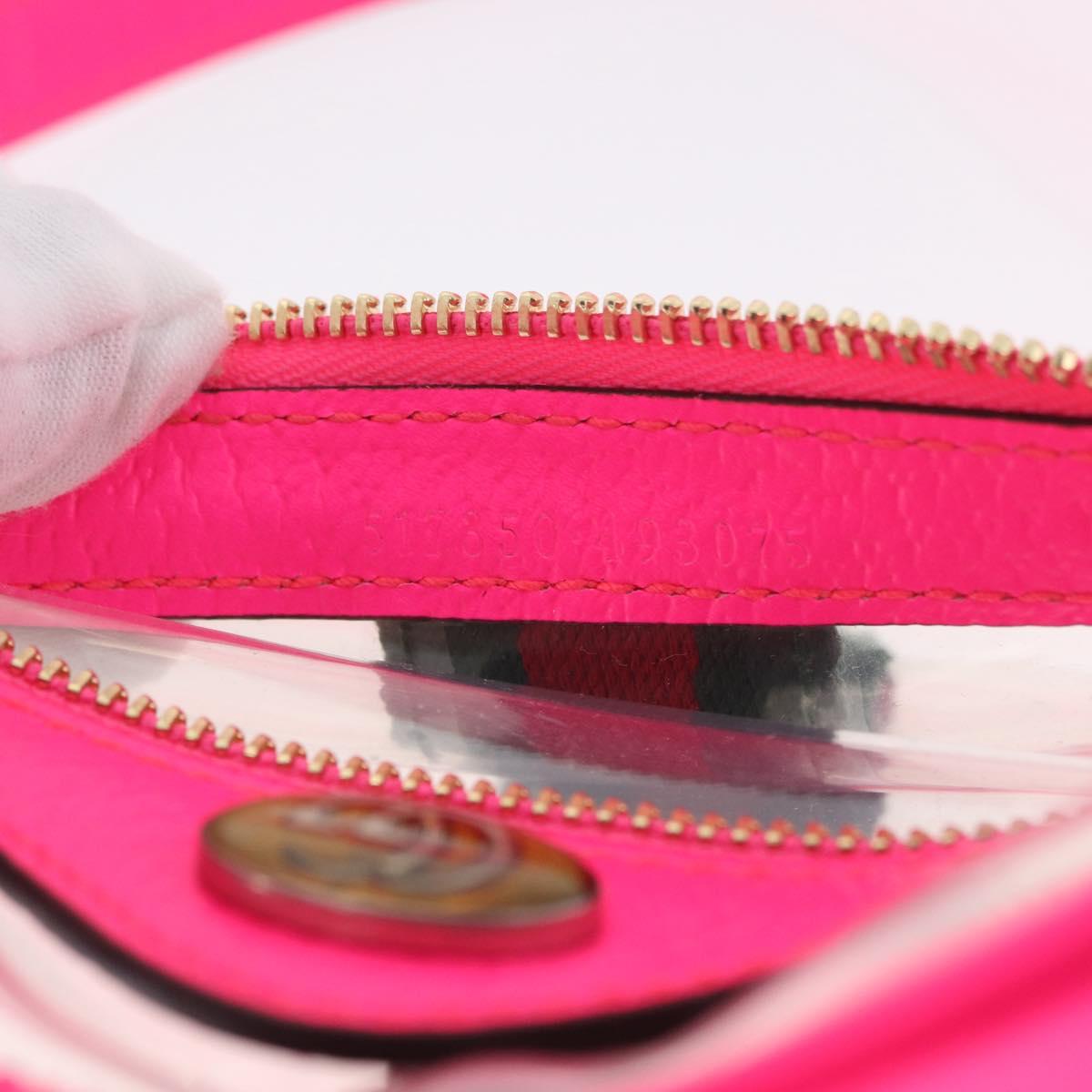 GUCCI Web Sherry Line Shoulder Bag Vinyl Clear Pink 517350 Auth YKZ583A