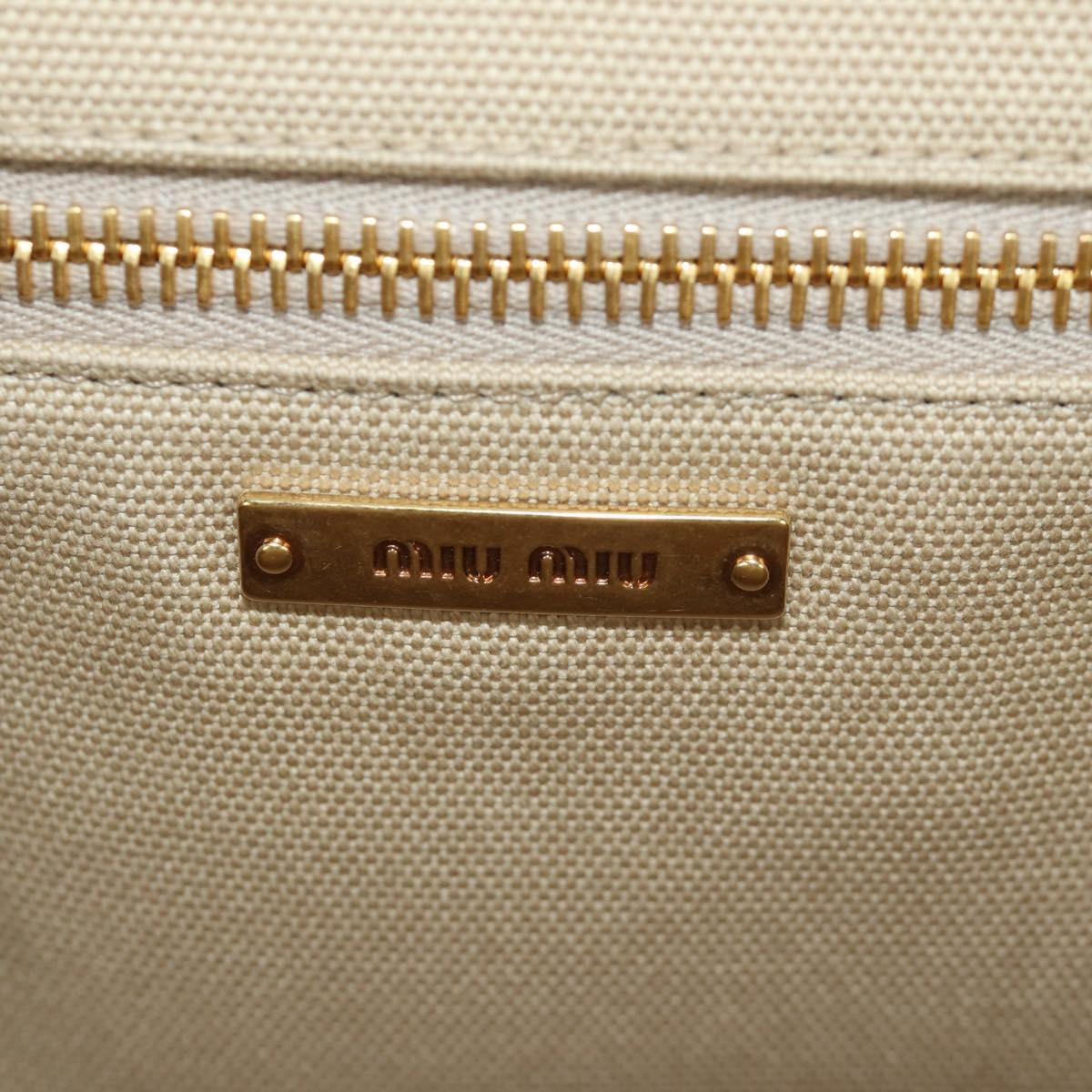 Miu Miu Bamboo Hand Bag Canvas 2way Beige Gold Auth YKZ585SAM