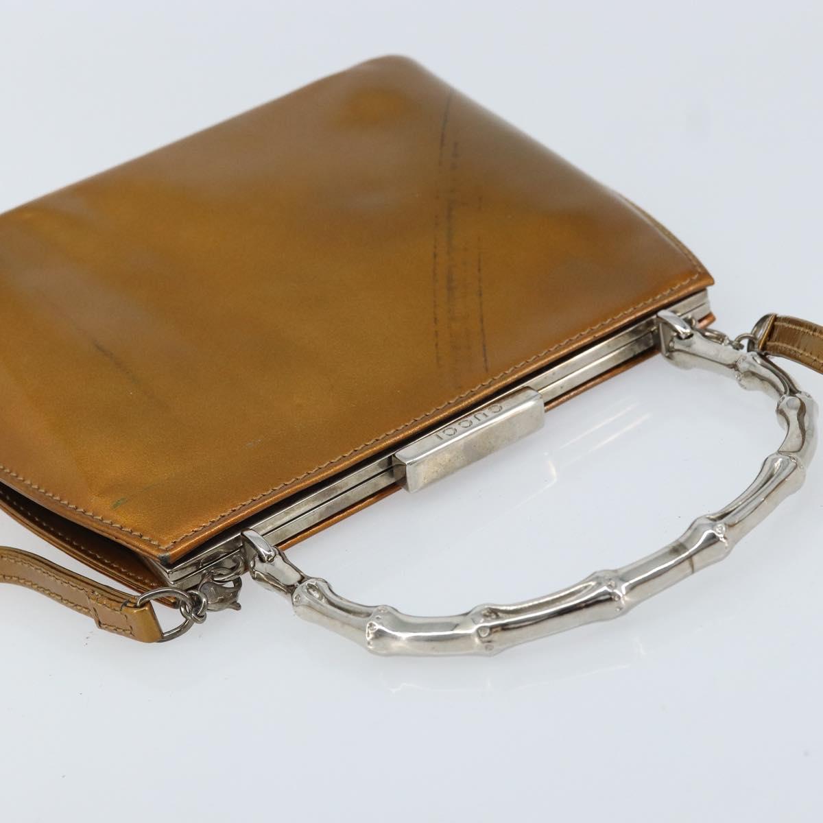 GUCCI Bamboo Bag Patent leather 2way Gold Tone 005 2046 0322 Auth YKZ590