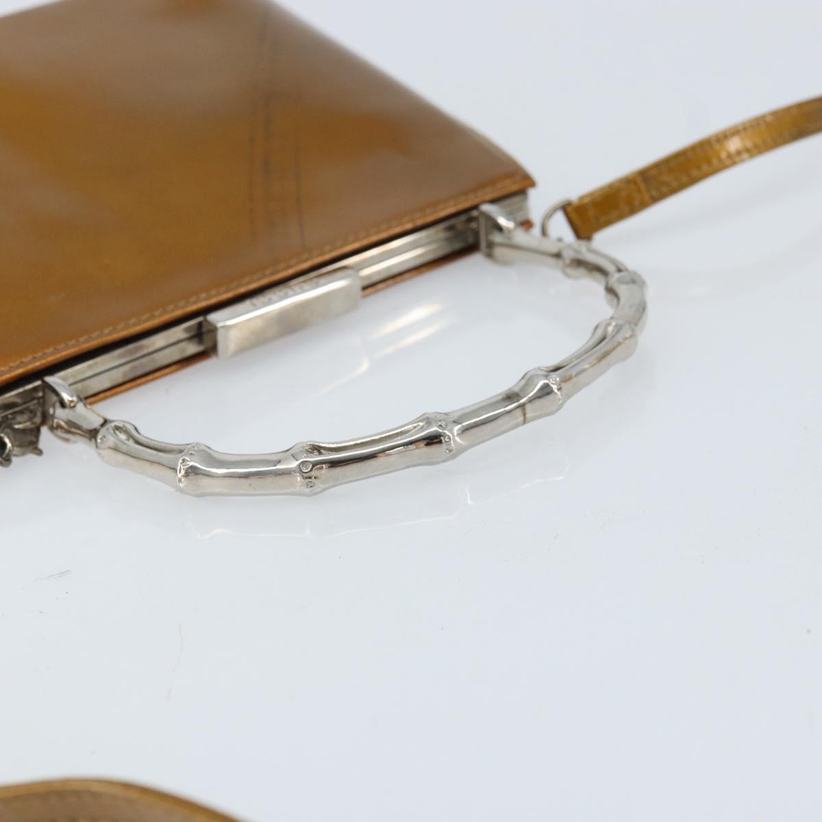 GUCCI Bamboo Bag Patent leather 2way Gold Tone 005 2046 0322 Auth YKZ590